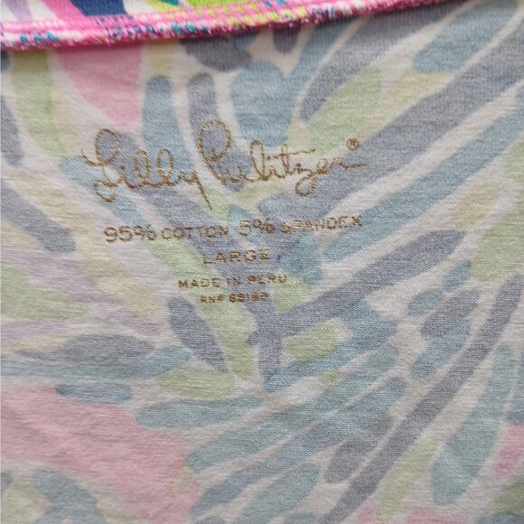 Lilly Pulitzer Women's Palm Reader Print Michele V-Neck Top Multicolor Large - Picture 3 of 8